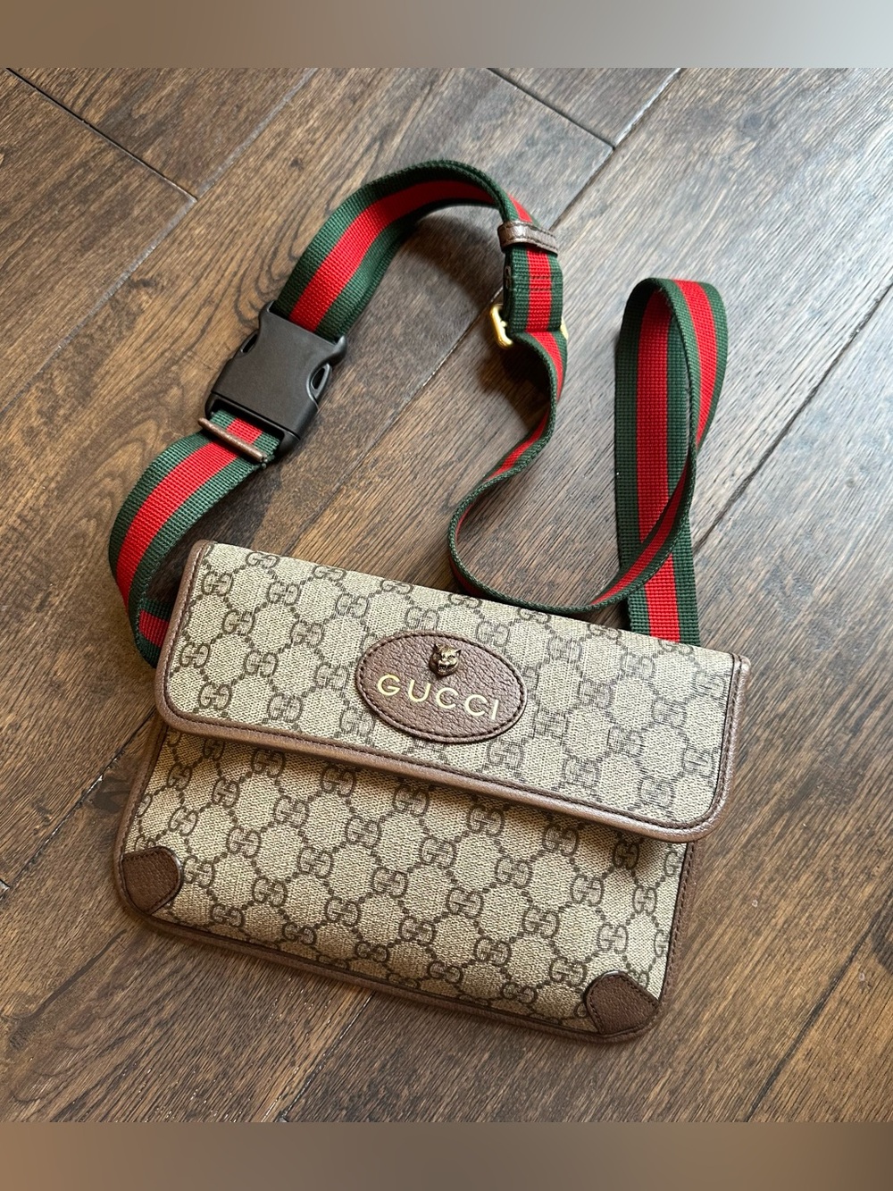 Gucci GG Supreme Monogram Neo Vintage Web Belt Bag Brown